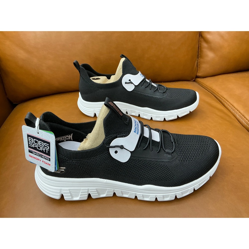 Skechers Bobs Sport‎ B Lite-Slight Flex Women Size 7 Black New Memory Foam Vegan